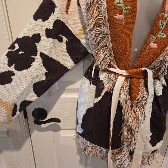 Stellah Free People Elliot Fringe Belted Cardigan Size Small - Picture 9 of 14